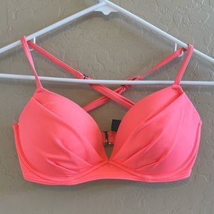 Pink Criss Cross Bikini Top